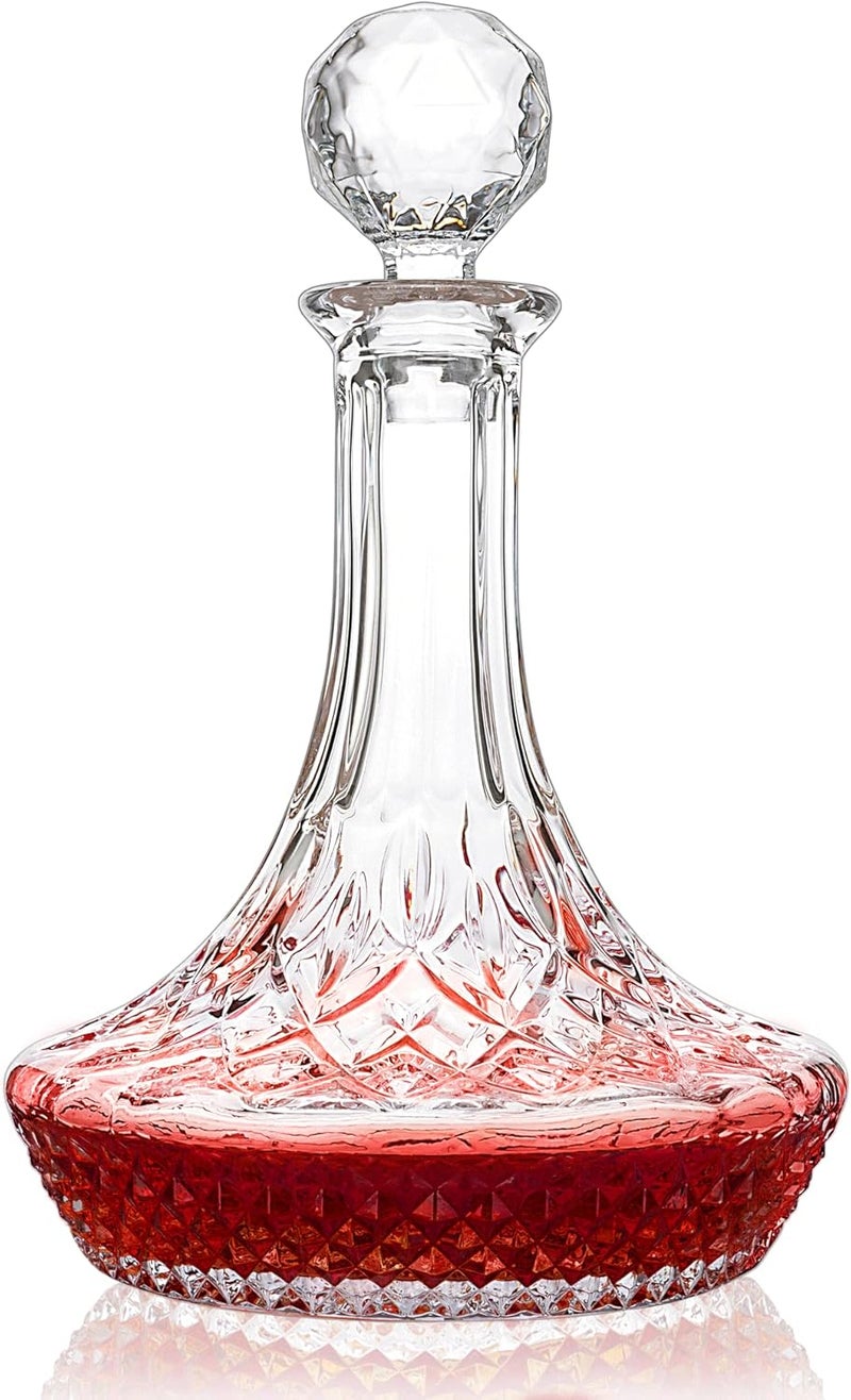 KANARS Wine Decanter Carafe, Hand-Blown Red Wine Decanter Aerator 1250ml/42oz, Crystal Liquor Wine Pitcher with Stopper for Home Bar Dinner - Image 1